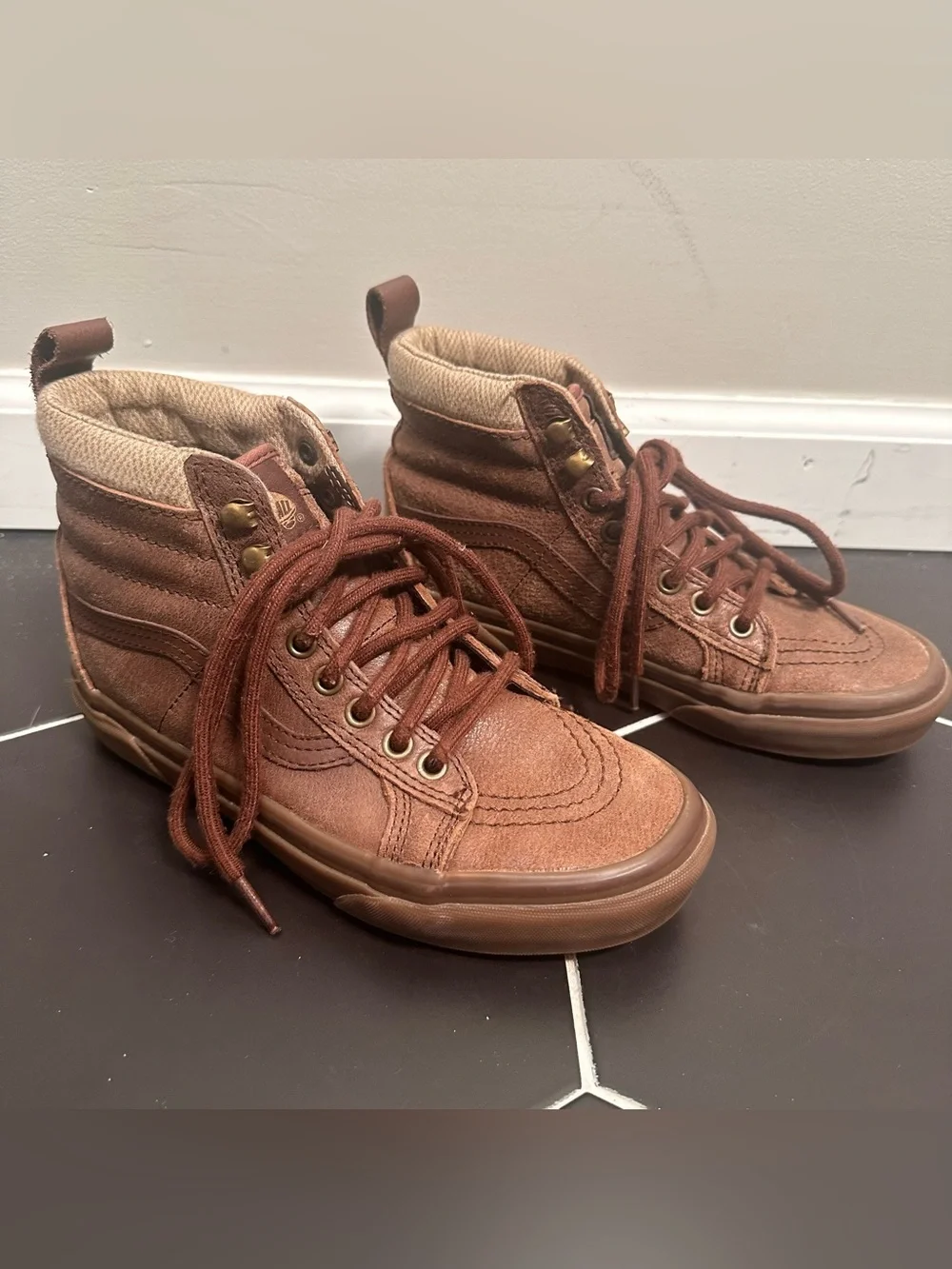 Vans Sk8- MTE Leather High Brown Men’s 5.5 Women’s 7 Sneakers Boot Lace Up